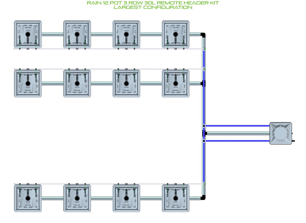 ALIEN Hydroponics RAIN 12 Pot 3 Row 30L Remote Header Kit product image 4