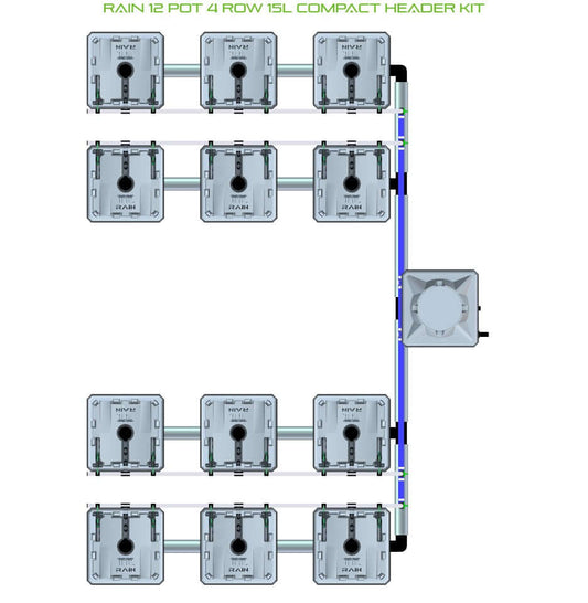 ALIEN Hydroponics RAIN 12 Pot 4 Row 15L Compact Header Kit product image 1