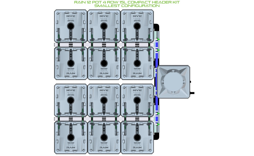 ALIEN Hydroponics RAIN 12 Pot 4 Row 15L Compact Header Kit product image 3