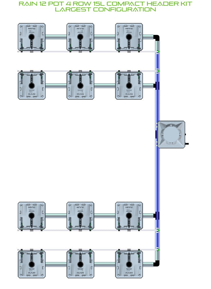 ALIEN Hydroponics RAIN 12 Pot 4 Row 15L Compact Header Kit product image 4