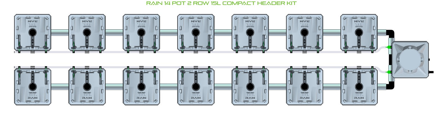 ALIEN Hydroponics RAIN 14 Pot 2 Row 15L Compact Header Kit product image 2