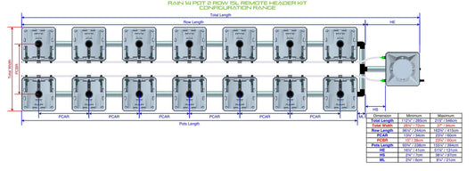 ALIEN Hydroponics RAIN 14 Pot 2 Row 15L Remote Header Kit product image 1