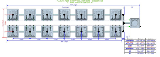 ALIEN Hydroponics RAIN 14 Pot 2 Row 30L Remote Header Kit product image 1