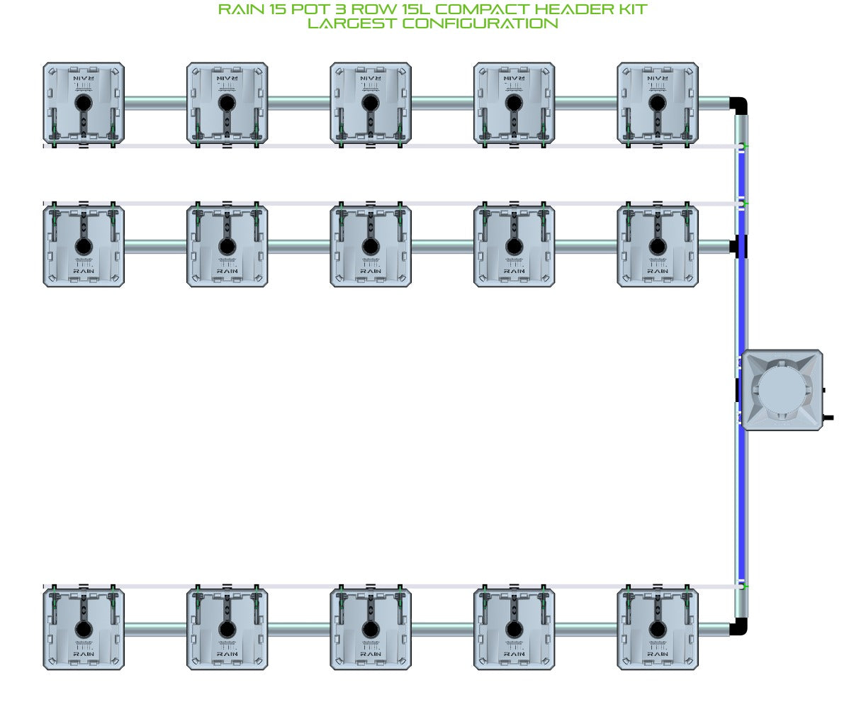 ALIEN Hydroponics RAIN 15 Pot 3 Row 15L Compact Header Kit product image 4