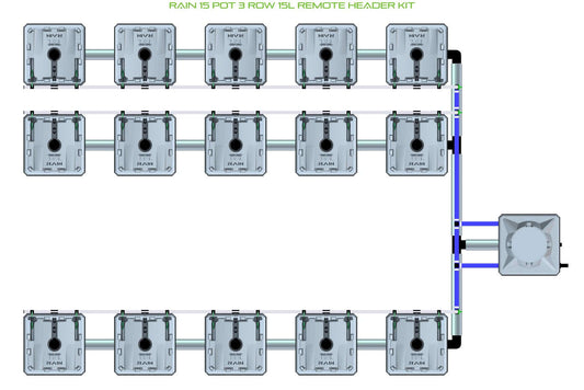 ALIEN Hydroponics RAIN 15 Pot 3 Row 15L Remote Header Kit product image 1