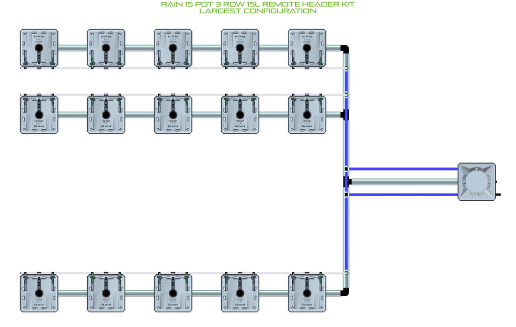 ALIEN Hydroponics RAIN 15 Pot 3 Row 15L Remote Header Kit product image 4