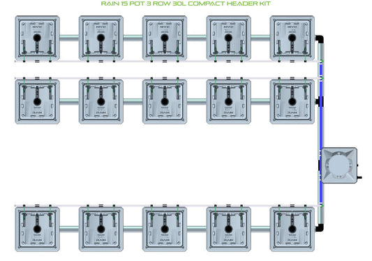 ALIEN Hydroponics RAIN 15 Pot 3 Row 30L Compact Header Kit product image 1