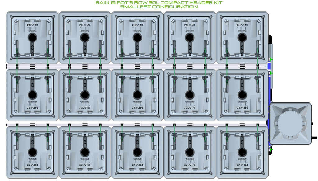 ALIEN Hydroponics RAIN 15 Pot 3 Row 30L Compact Header Kit product image 3