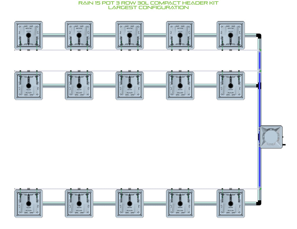 ALIEN Hydroponics RAIN 15 Pot 3 Row 30L Compact Header Kit product image 4