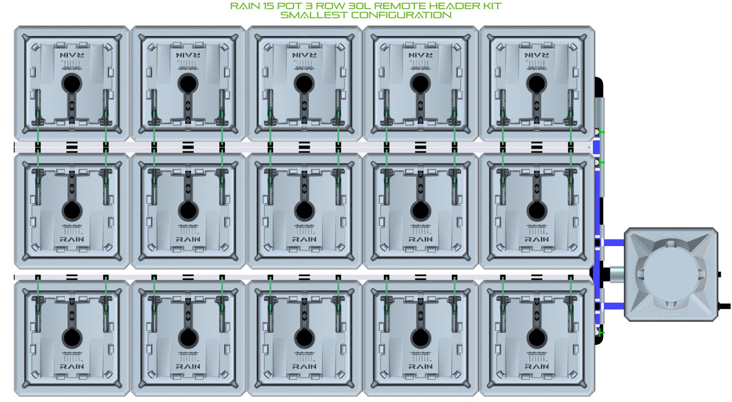 ALIEN Hydroponics RAIN 15 Pot 3 Row 30L Remote Header Kit product image 3