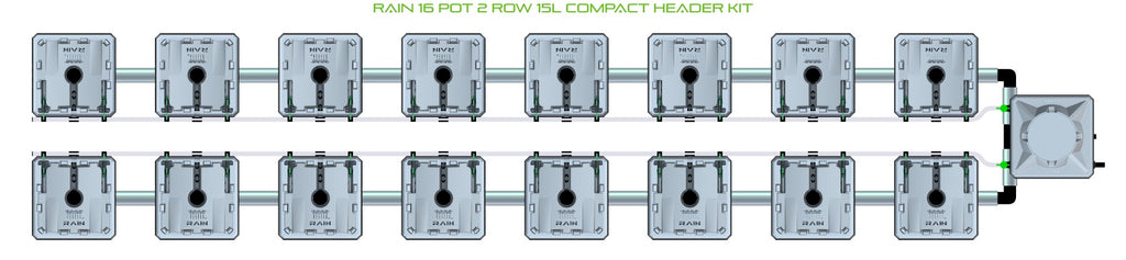 ALIEN Hydroponics RAIN 16 Pot 2 Row 15L Compact Header Kit product image 2