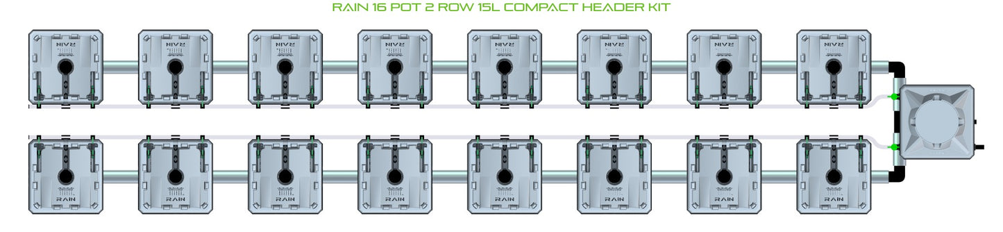 ALIEN Hydroponics RAIN 16 Pot 2 Row 15L Compact Header Kit product image 2