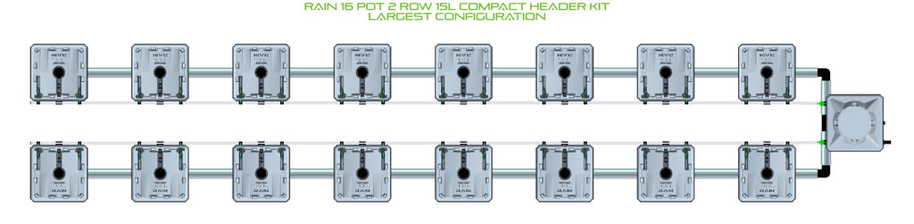ALIEN Hydroponics RAIN 16 Pot 2 Row 15L Compact Header Kit product image 4