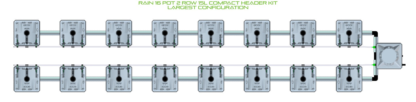 ALIEN Hydroponics RAIN 16 Pot 2 Row 15L Compact Header Kit product image 4