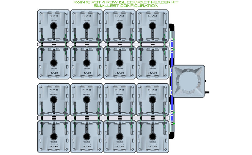 ALIEN Hydroponics RAIN 16 Pot 4 Row 15L Compact Header Kit product image 3