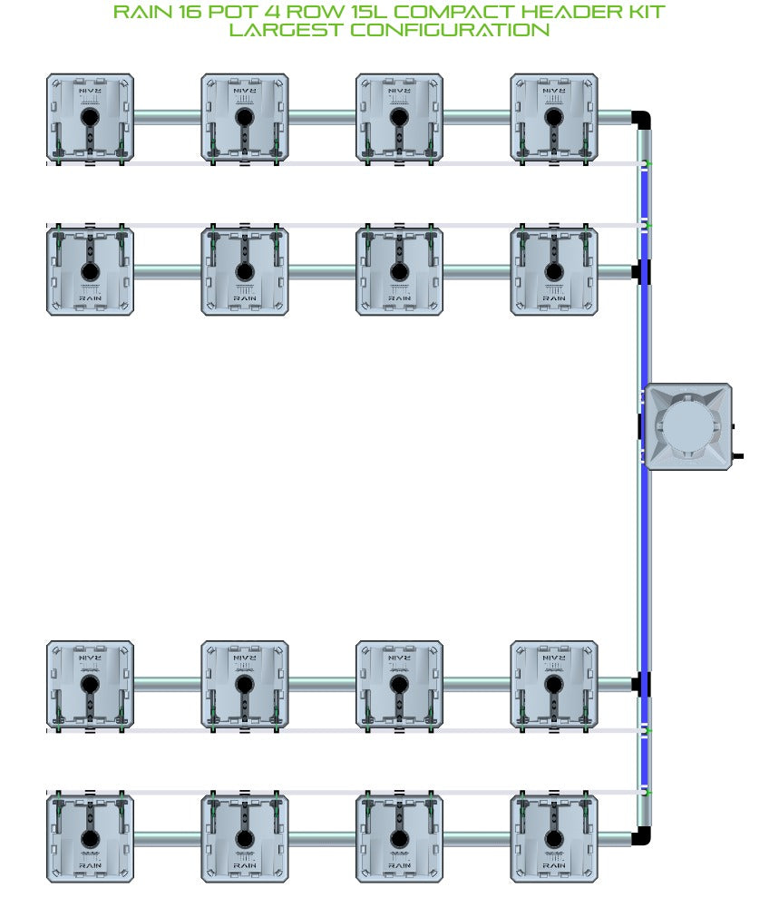 ALIEN Hydroponics RAIN 16 Pot 4 Row 15L Compact Header Kit product image 4