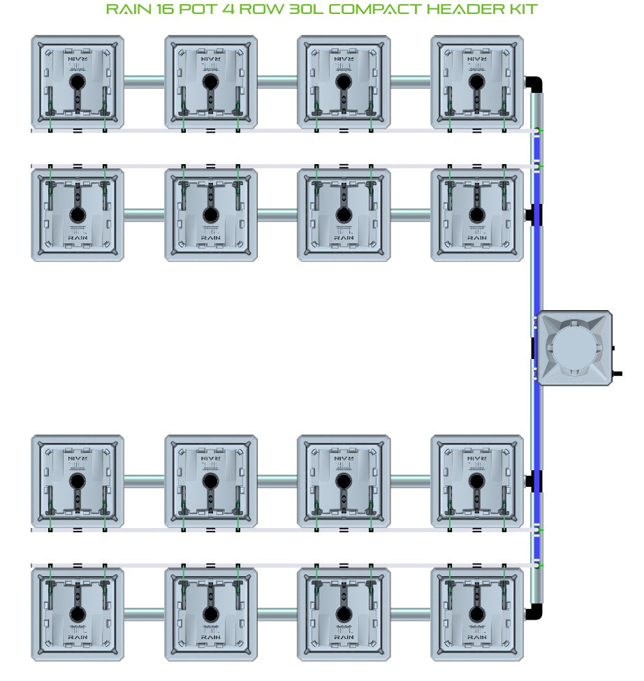 ALIEN Hydroponics RAIN 16 Pot 4 Row 30L Compact Header Kit product image 1