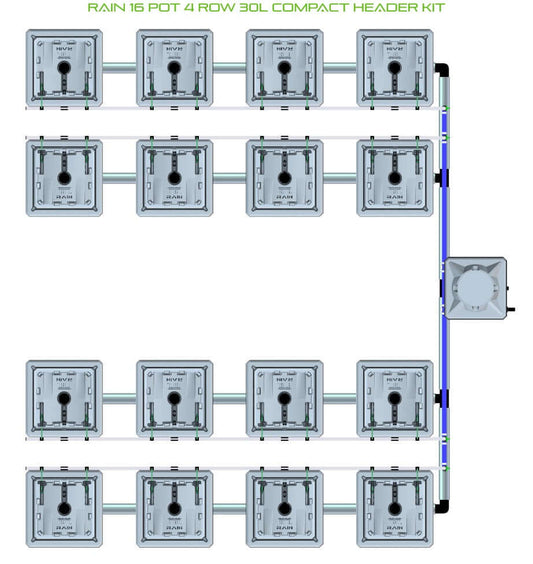 ALIEN Hydroponics RAIN 16 Pot 4 Row 30L Compact Header Kit product image 1