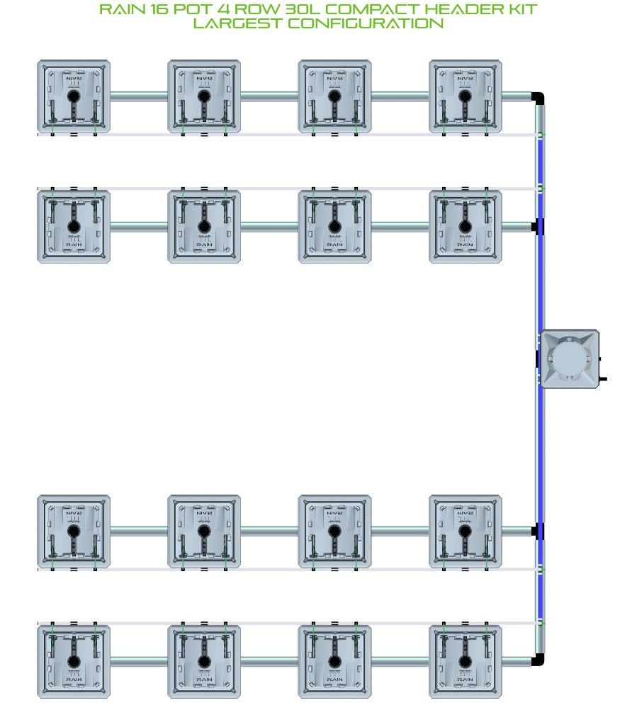 ALIEN Hydroponics RAIN 16 Pot 4 Row 30L Compact Header Kit product image 4