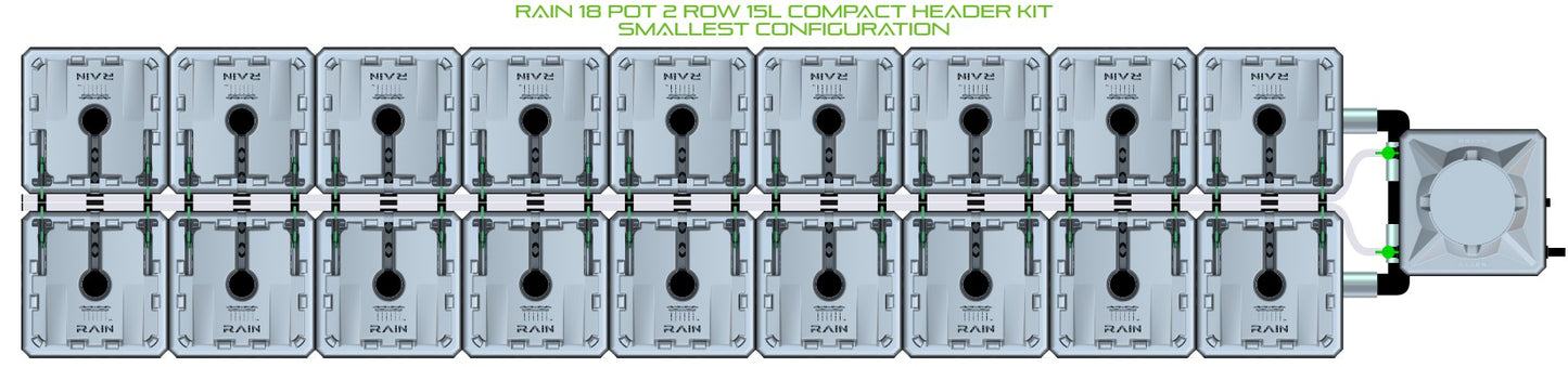 ALIEN Hydroponics RAIN 18 Pot 2 Row 15L Compact Header Kit product image 3