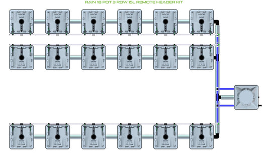 ALIEN Hydroponics RAIN 18 Pot 3 Row 15L Remote Header Kit product image 1