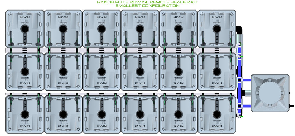 ALIEN Hydroponics RAIN 18 Pot 3 Row 15L Remote Header Kit product image 3