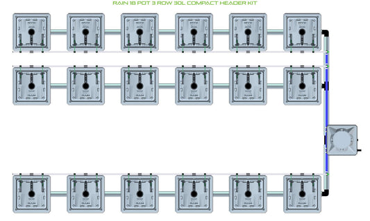 ALIEN Hydroponics RAIN 18 Pot 3 Row 30L Compact Header Kit product image 1