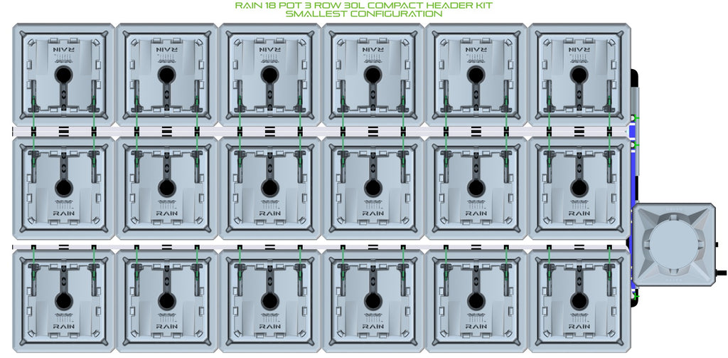 ALIEN Hydroponics RAIN 18 Pot 3 Row 30L Compact Header Kit product image 3