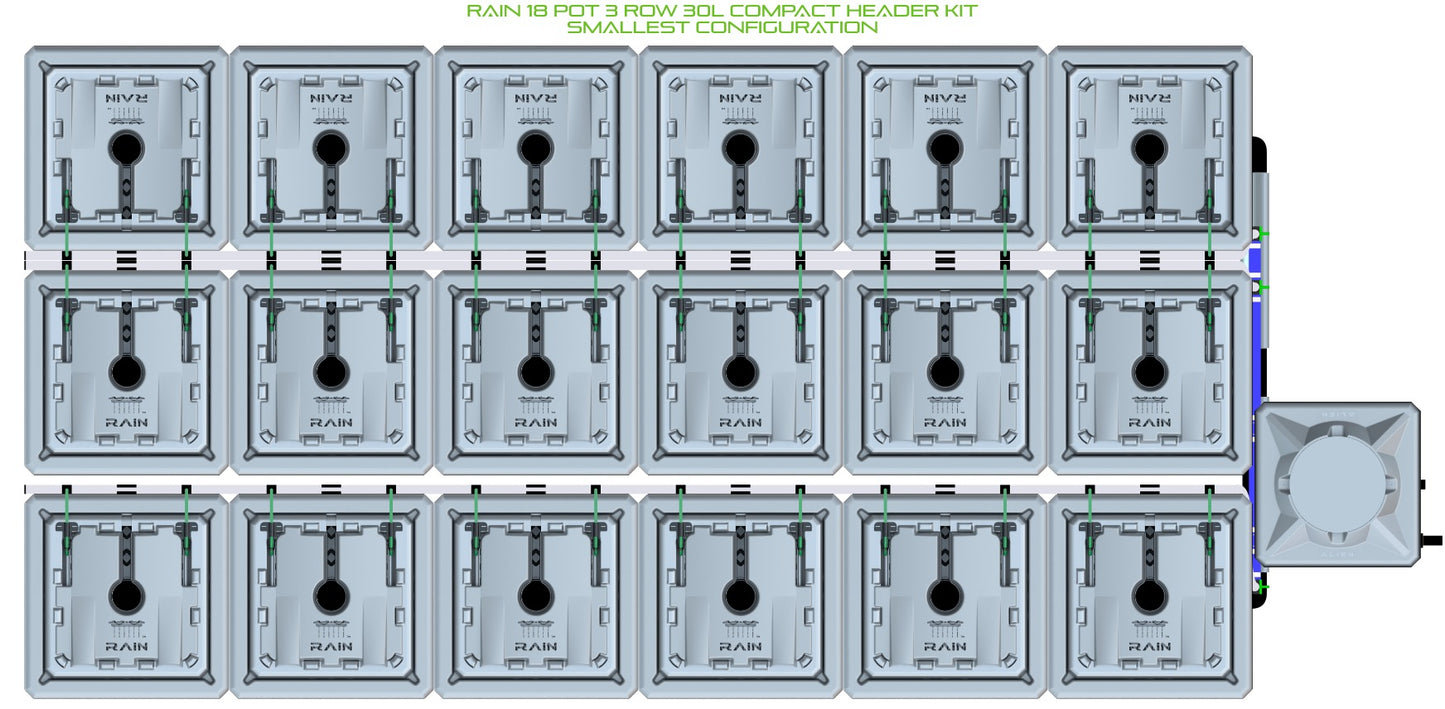 ALIEN Hydroponics RAIN 18 Pot 3 Row 30L Compact Header Kit product image 3