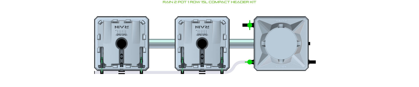 ALIEN Hydroponics RAIN 2 Pot 1 Row 15L Compact Header Kit product image 2