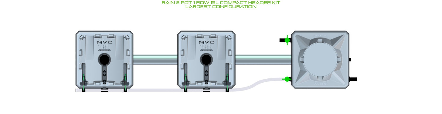 ALIEN Hydroponics RAIN 2 Pot 1 Row 15L Compact Header Kit product image 4