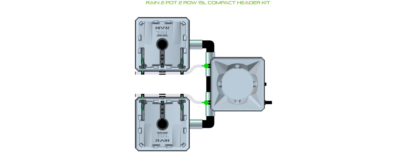 ALIEN Hydroponics RAIN 2 Pot 2 Row 15L Compact Header Kit product image 1