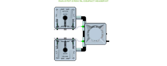 ALIEN Hydroponics RAIN 2 Pot 2 Row 15L Compact Header Kit product image 1