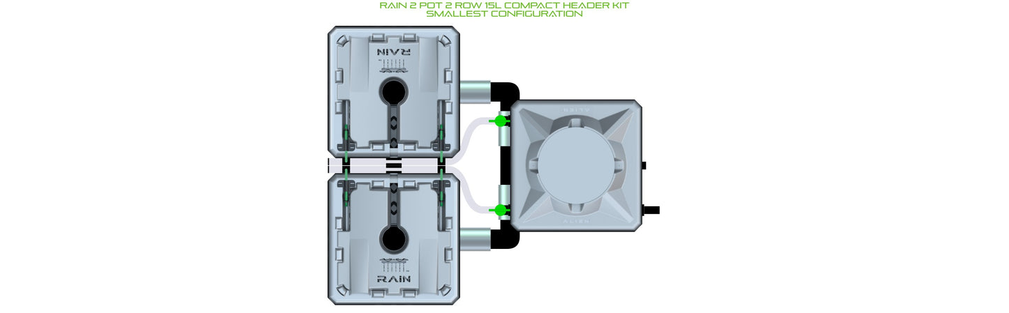 ALIEN Hydroponics RAIN 2 Pot 2 Row 15L Compact Header Kit product image 3