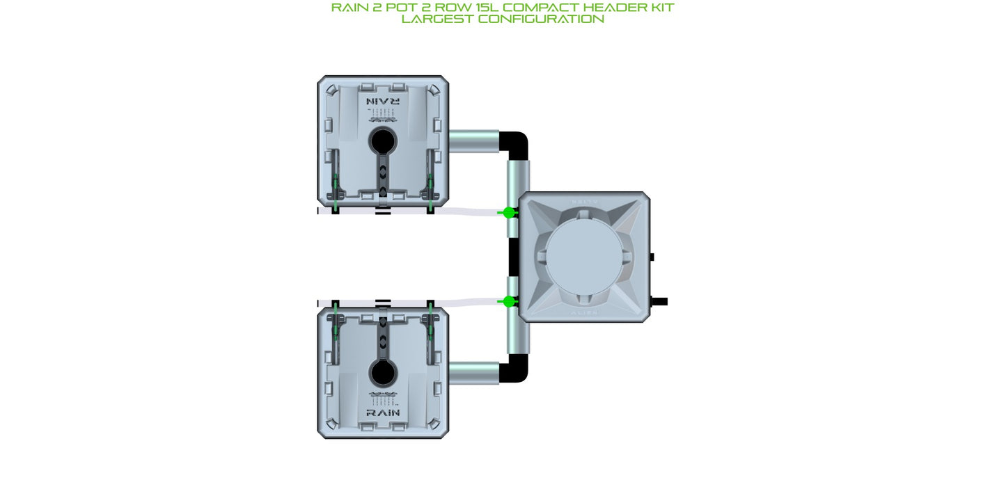 ALIEN Hydroponics RAIN 2 Pot 2 Row 15L Compact Header Kit product image 4