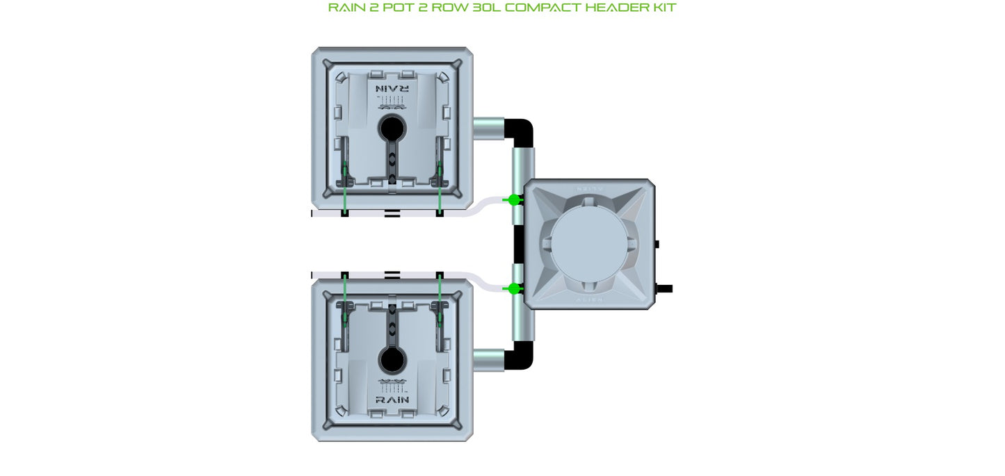 ALIEN Hydroponics RAIN 2 Pot 2 Row 30L Compact Header Kit product image 1