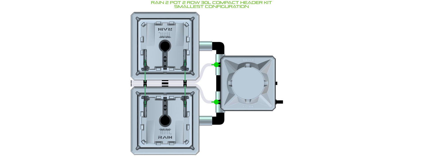 ALIEN Hydroponics RAIN 2 Pot 2 Row 30L Compact Header Kit product image 3