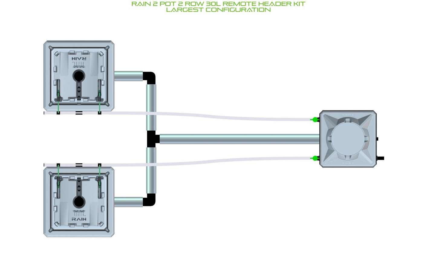ALIEN Hydroponics RAIN 2 Pot 2 Row 30L Remote Header Kit product image 4