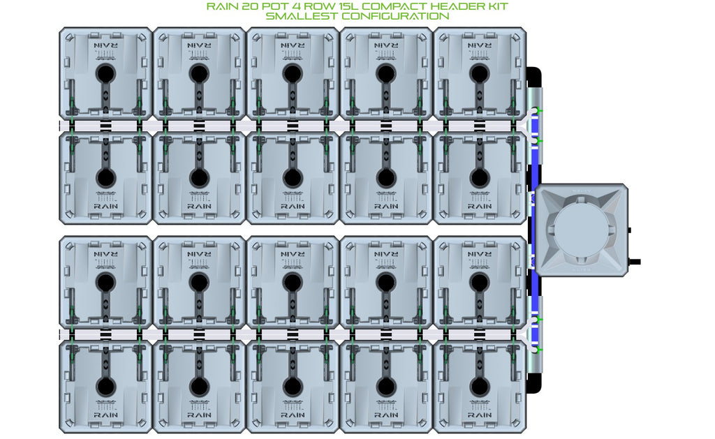 ALIEN Hydroponics RAIN 20 Pot 4 Row 15L Compact Header Kit product image 3