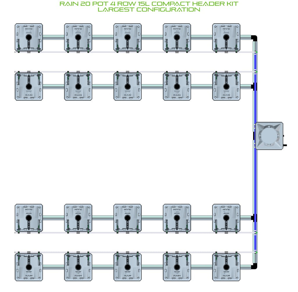 ALIEN Hydroponics RAIN 20 Pot 4 Row 15L Compact Header Kit product image 4