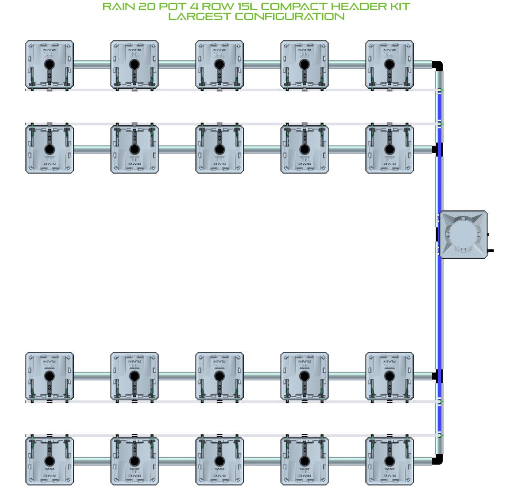 ALIEN Hydroponics RAIN 20 Pot 4 Row 15L Compact Header Kit product image 4