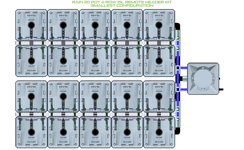ALIEN Hydroponics RAIN 20 Pot 4 Row 15L Remote Header Kit product image 3