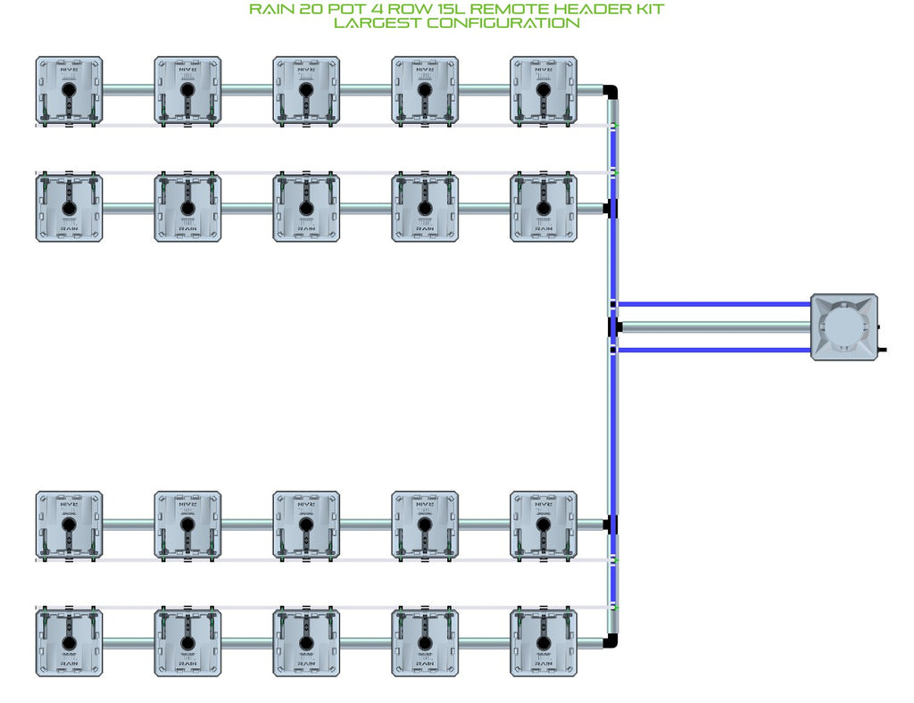 ALIEN Hydroponics RAIN 20 Pot 4 Row 15L Remote Header Kit product image 4