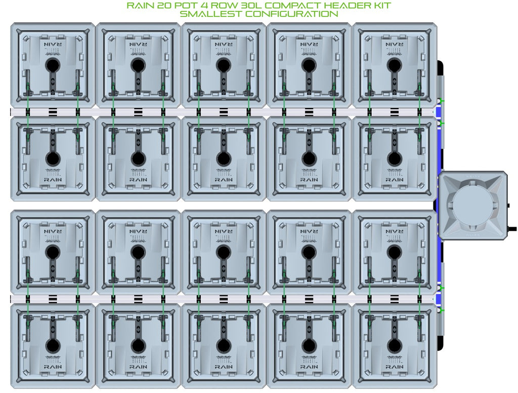 ALIEN Hydroponics RAIN 20 Pot 4 Row 30L Compact Header Kit product image 3