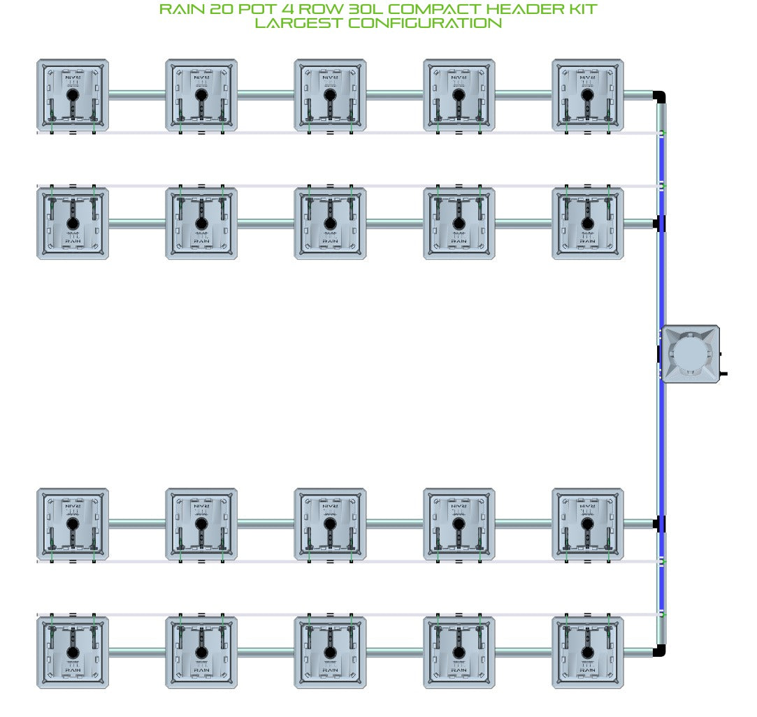 ALIEN Hydroponics RAIN 20 Pot 4 Row 30L Compact Header Kit product image 4