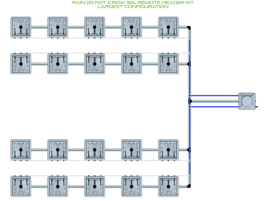ALIEN Hydroponics RAIN 20 Pot 4 Row 30L Remote Header Kit product image 4