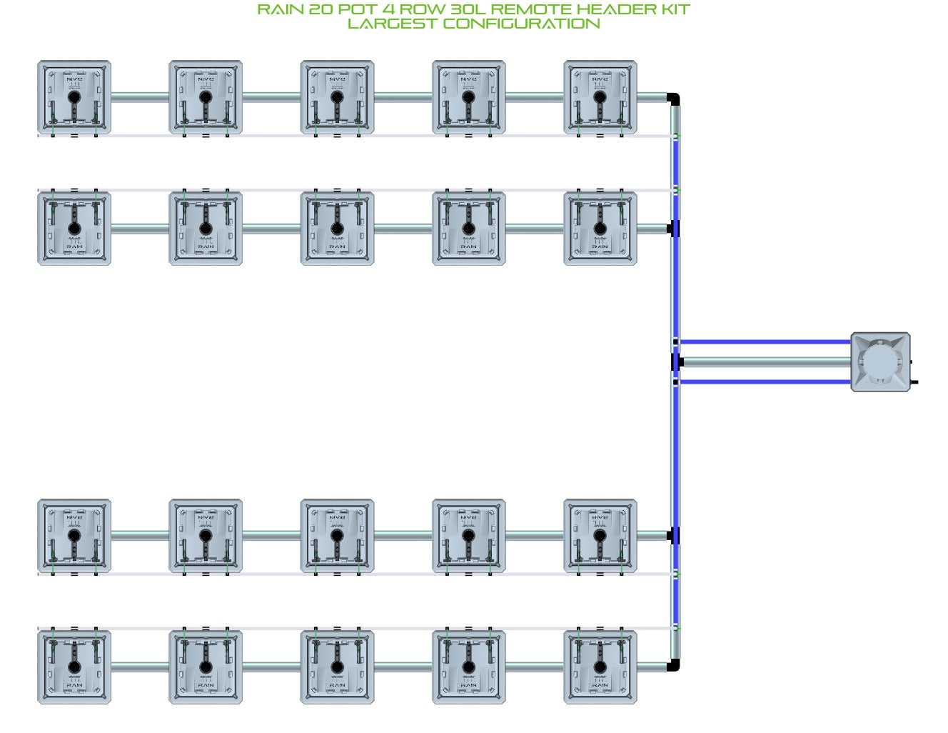 ALIEN Hydroponics RAIN 20 Pot 4 Row 30L Remote Header Kit product image 4