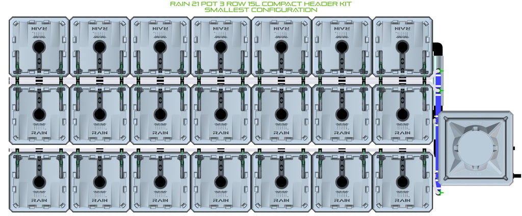 ALIEN Hydroponics RAIN 21 Pot 3 Row 15L Compact Header Kit product image 3