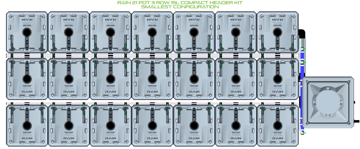 ALIEN Hydroponics RAIN 21 Pot 3 Row 15L Compact Header Kit product image 3