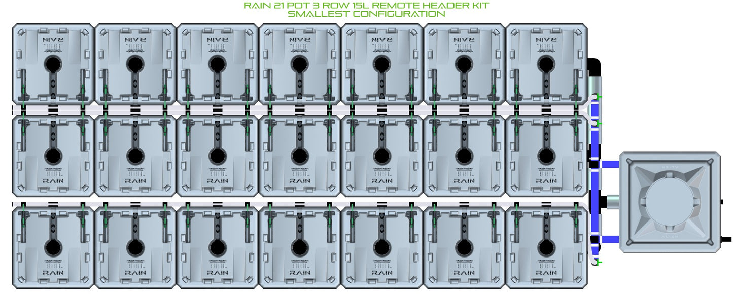 ALIEN Hydroponics RAIN 21 Pot 3 Row 15L Remote Header Kit product image 3
